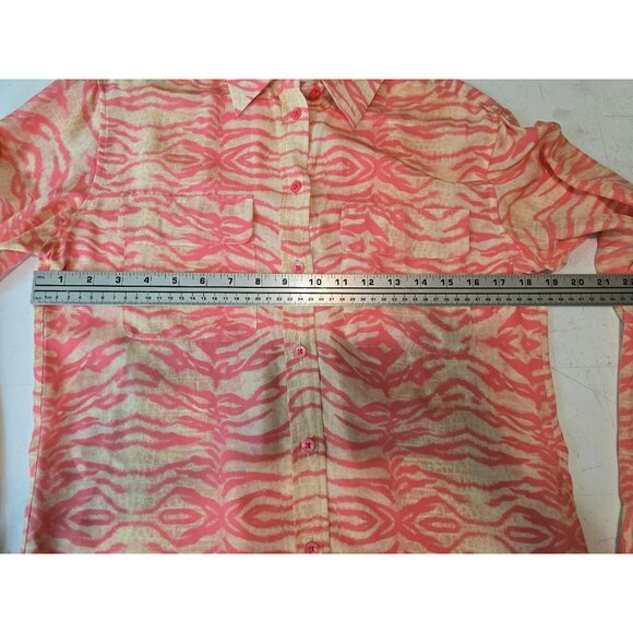 Equipment Femme XS Pink & Beige Zebra Print Silk Button-Up Shirt Career Classic - Picture 4 of 5